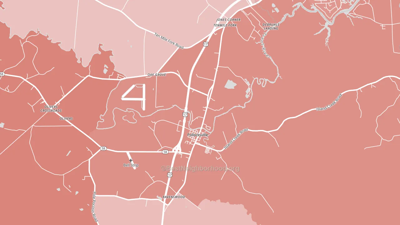 Pollocksville, NC block-group political-lean map