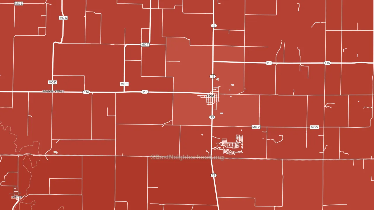 Polo, MO block-group political-lean map