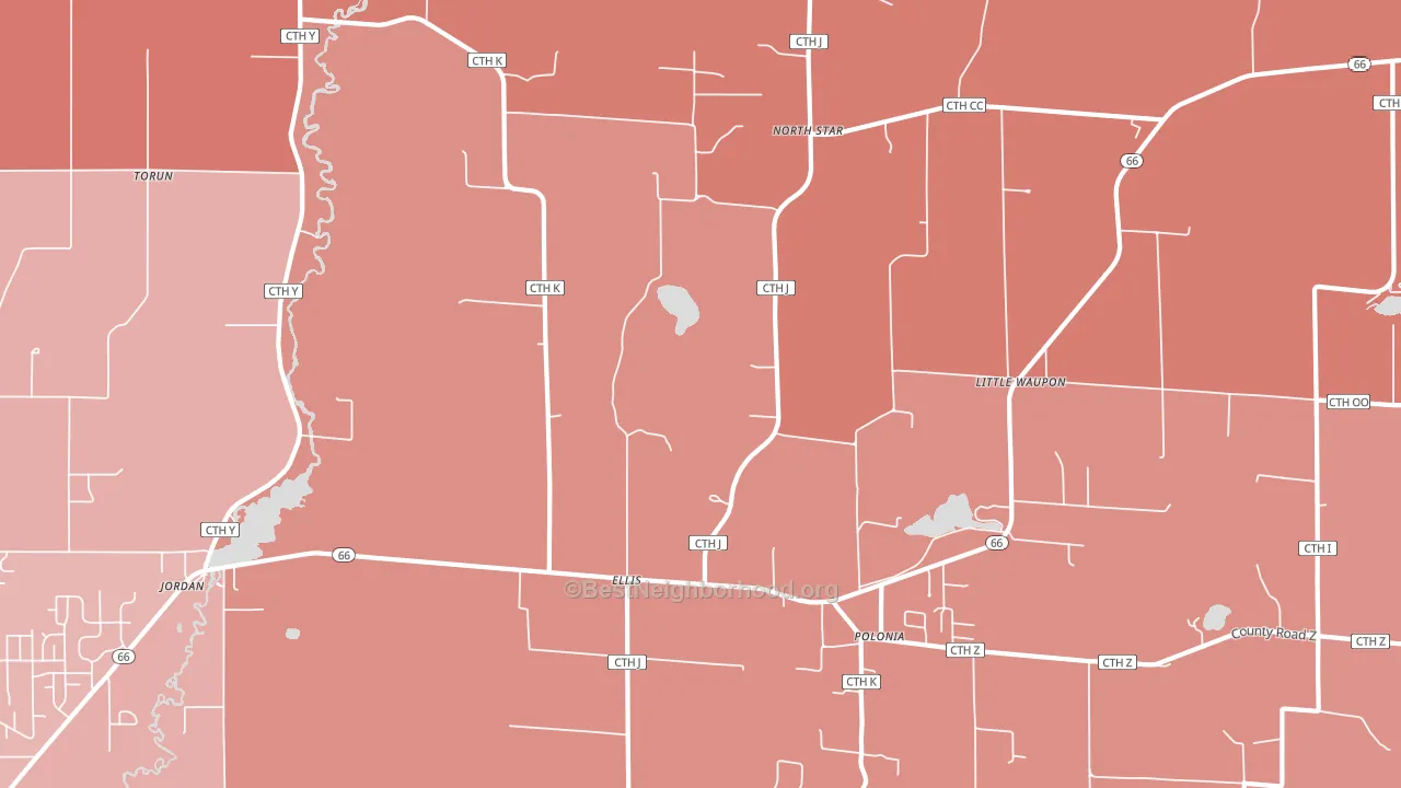 Polonia, WI block-group political-lean map