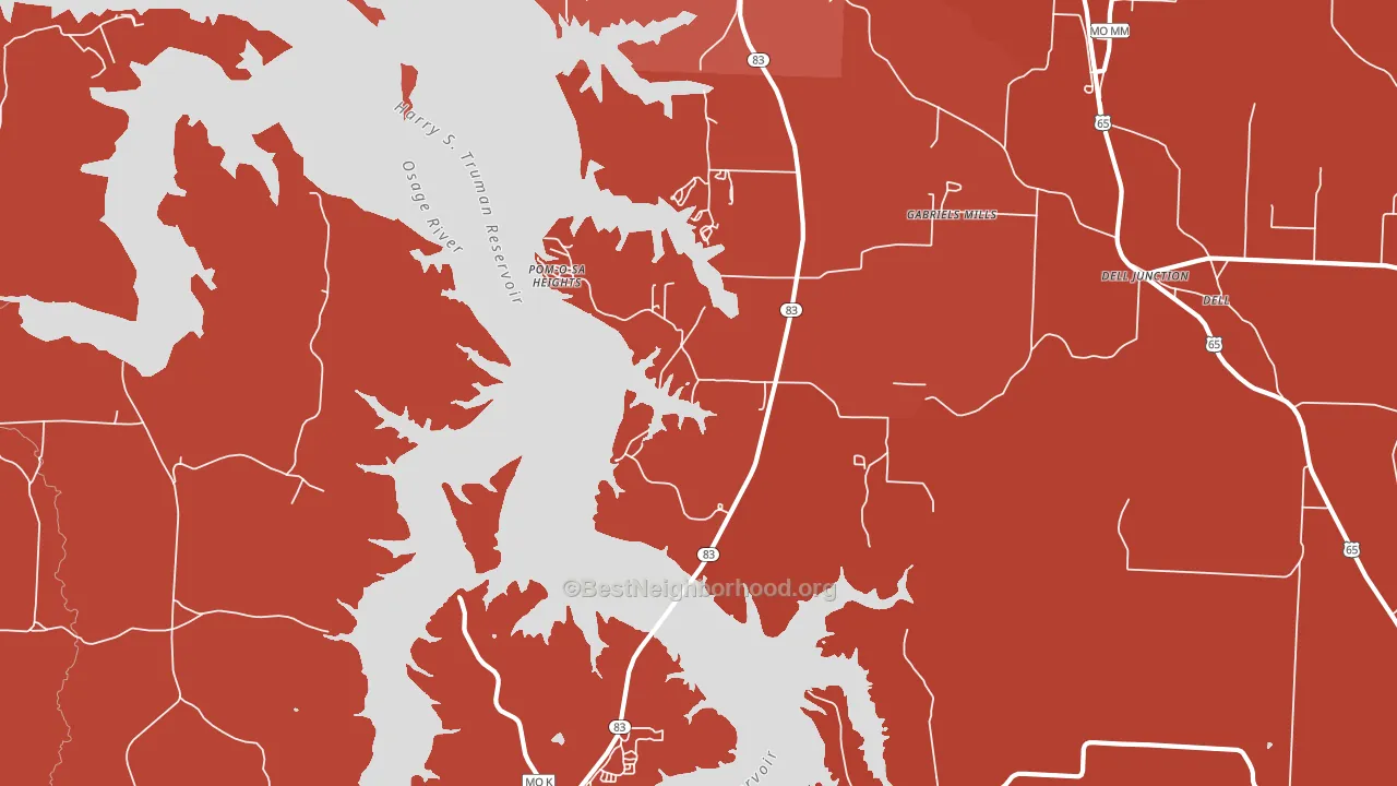 Pom-o-sa Heights, MO block-group political-lean map