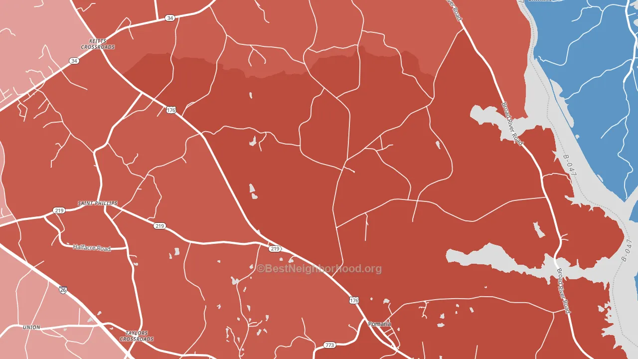 Pomaria, SC block-group political-lean map