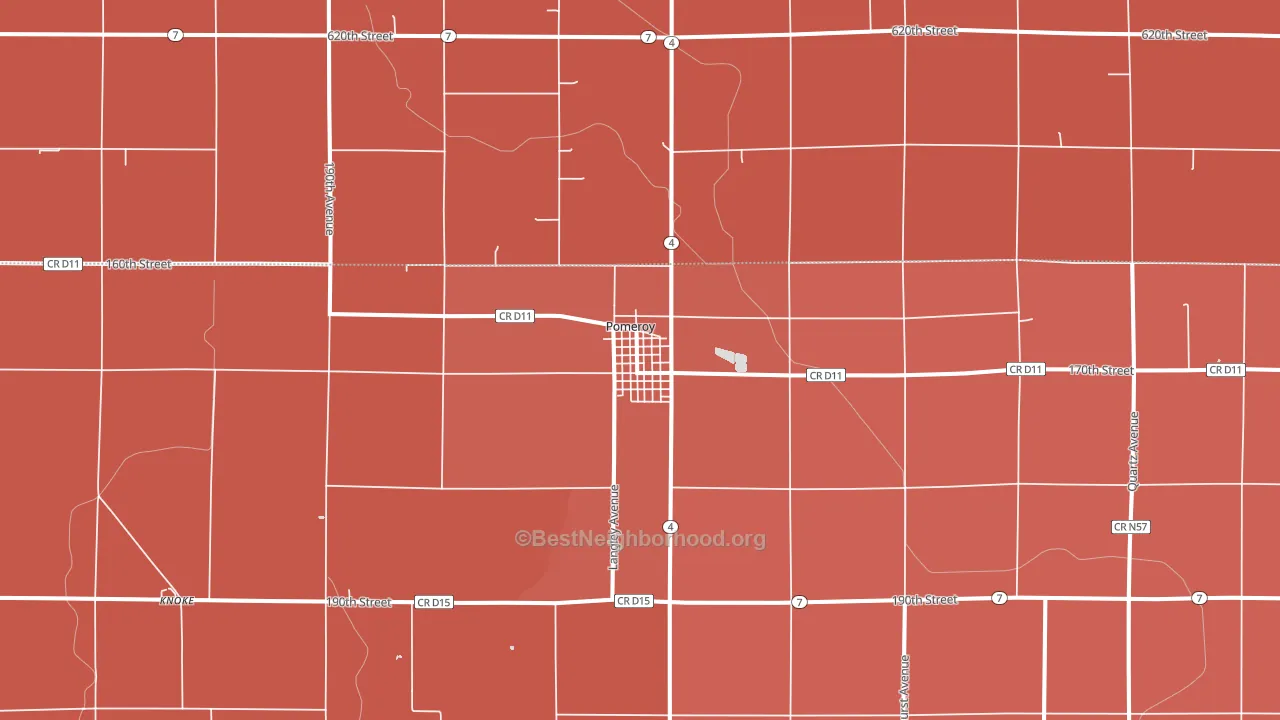 Pomeroy, IA block-group political-lean map