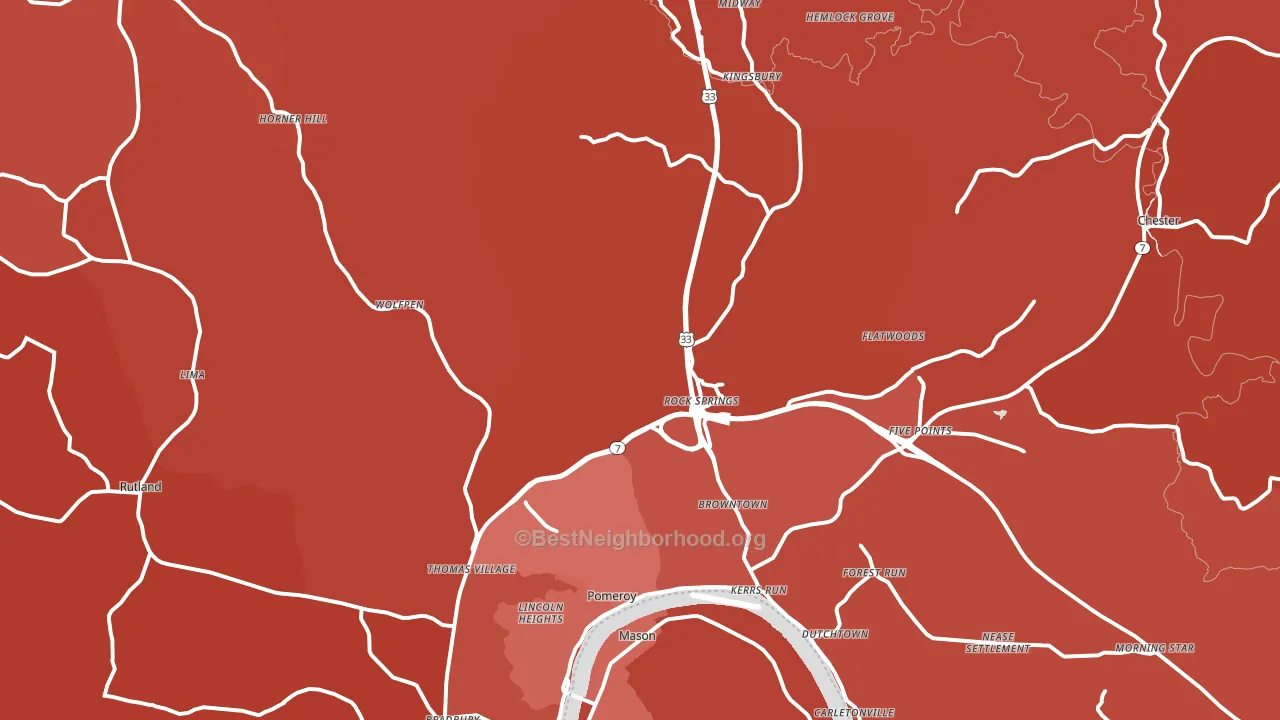 Pomeroy, OH block-group political-lean map
