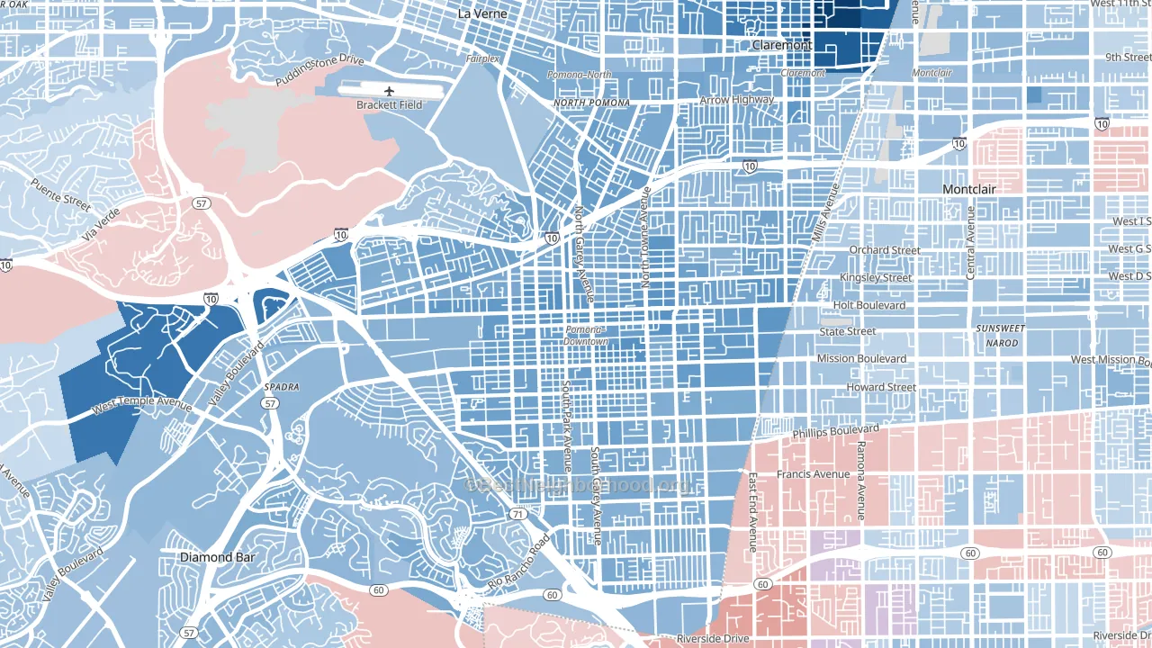 Pomona, CA block-group political-lean map