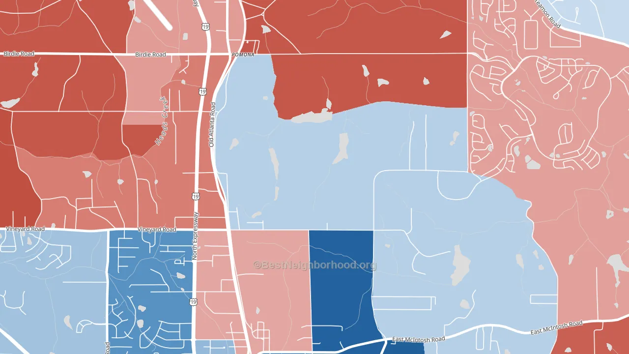 Pomona, GA block-group political-lean map