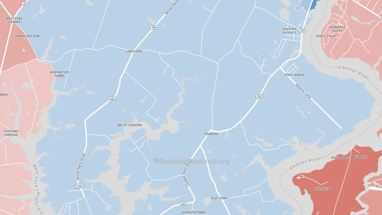 Pomona, MD block-group political-lean map