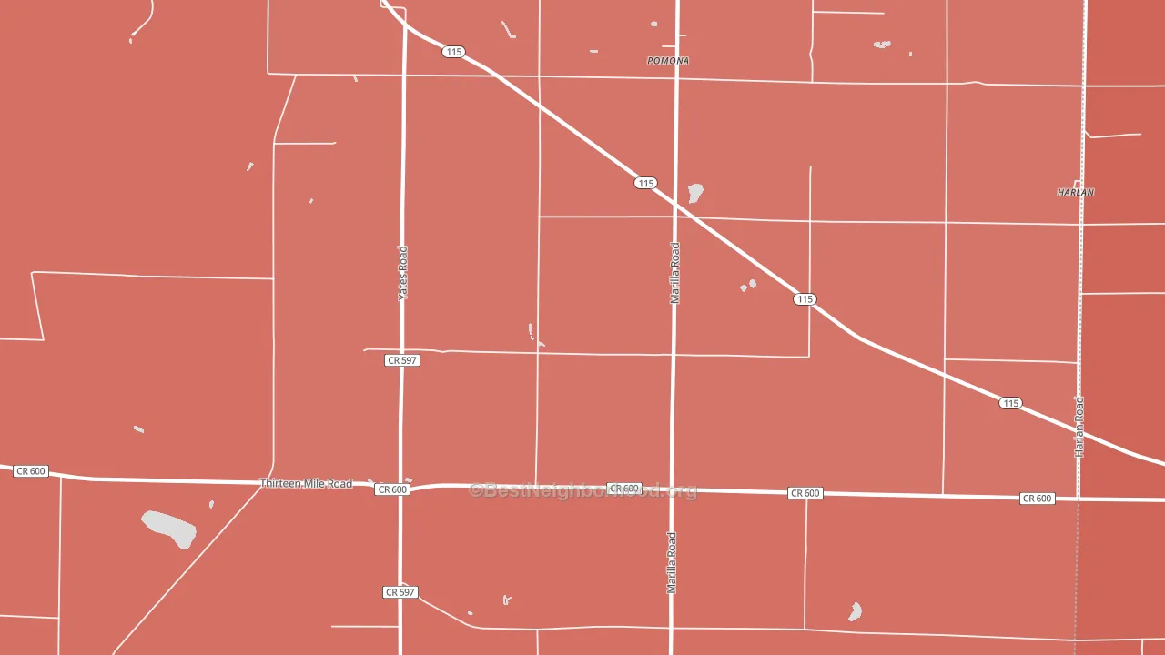 Pomona, MI block-group political-lean map