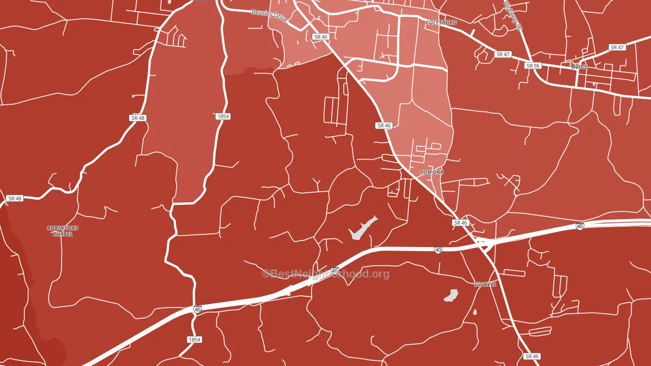 Pomona, TN block-group political-lean map