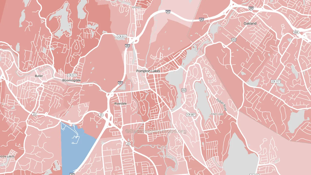 Pompton Lakes, NJ block-group political-lean map