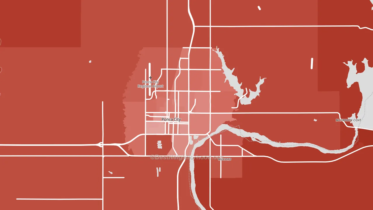 Ponca City, OK block-group political-lean map