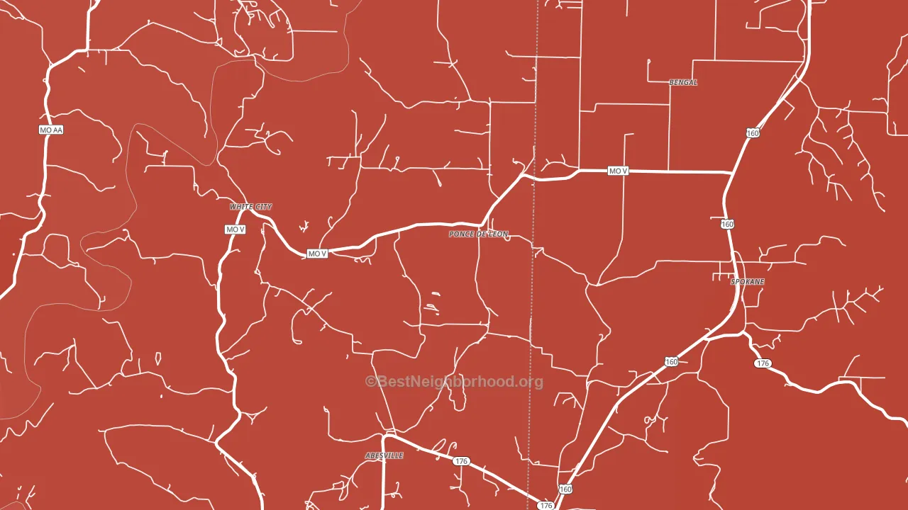 Ponce De Leon, MO block-group political-lean map