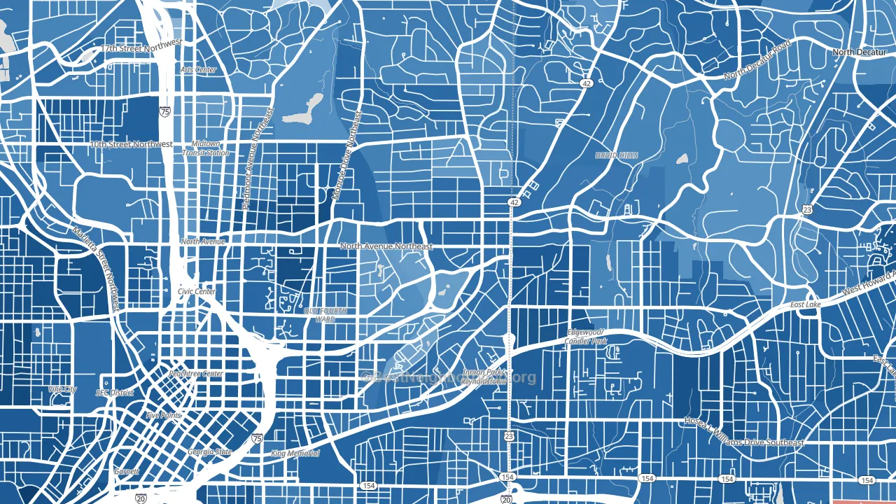 Poncey-Highland, Atlanta, GA block-group political-lean map