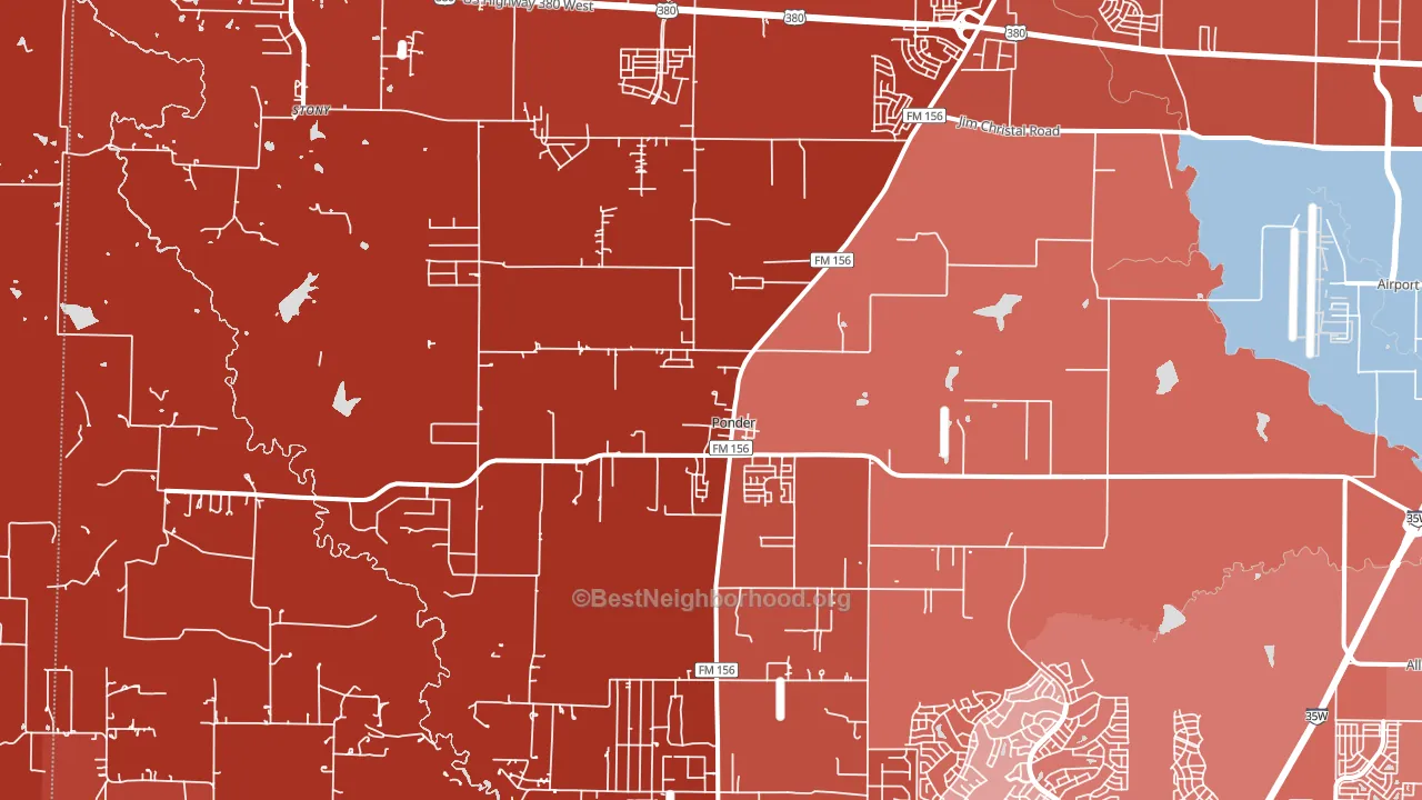 Ponder, TX block-group political-lean map