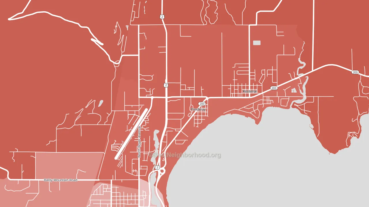 Ponderay, ID block-group political-lean map