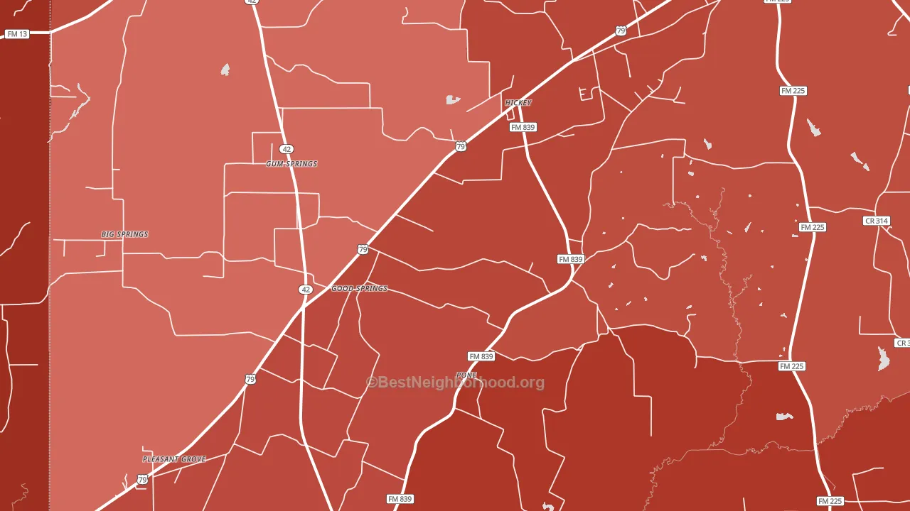 Pone, TX block-group political-lean map