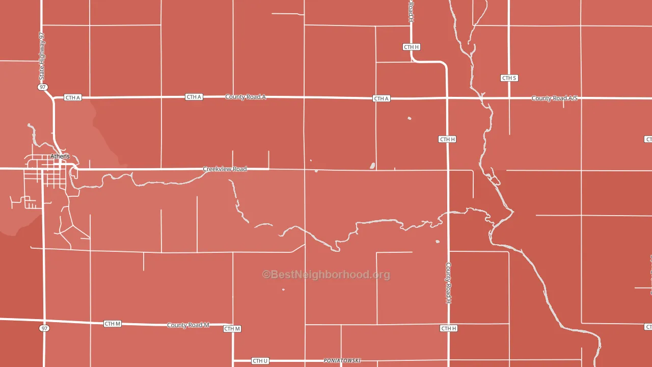 Poniatowski, WI block-group political-lean map