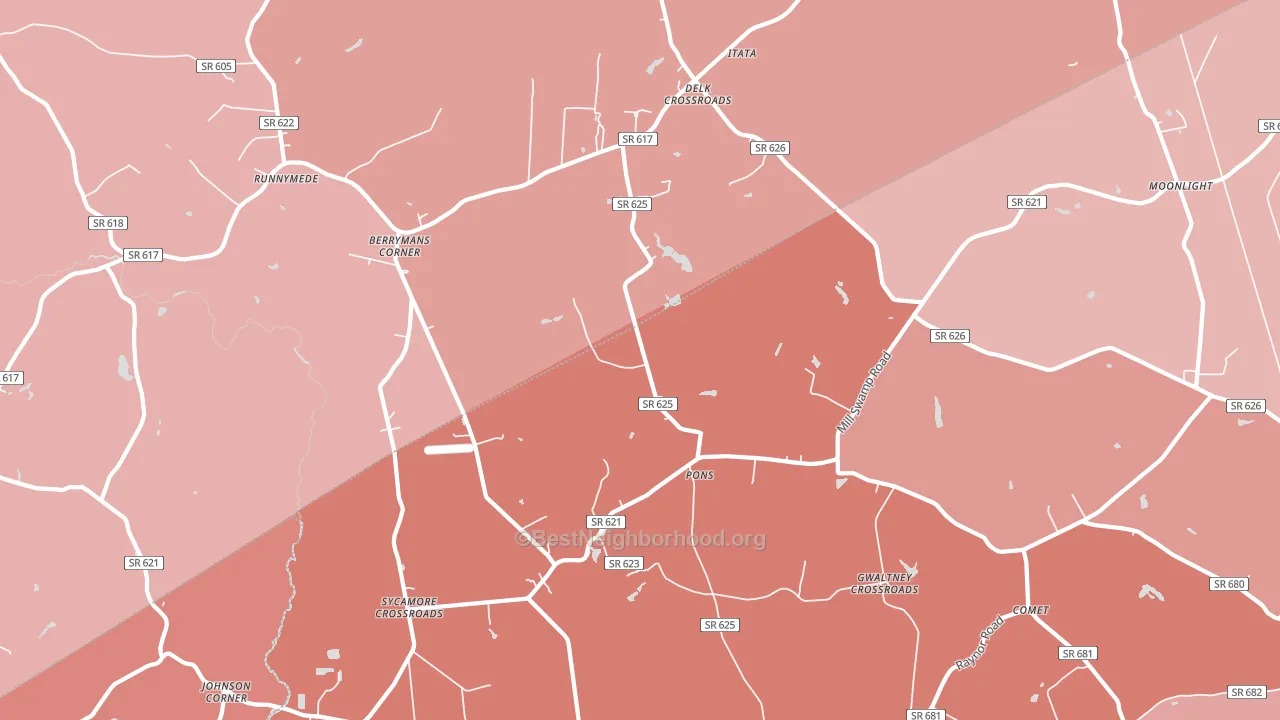 Pons, VA block-group political-lean map