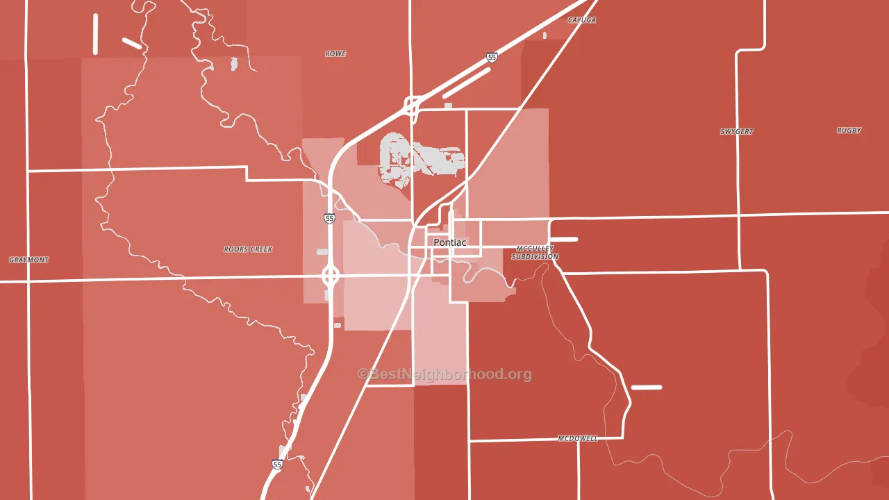 Pontiac, IL block-group political-lean map
