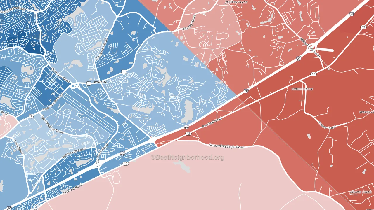 Pontiac, SC block-group political-lean map