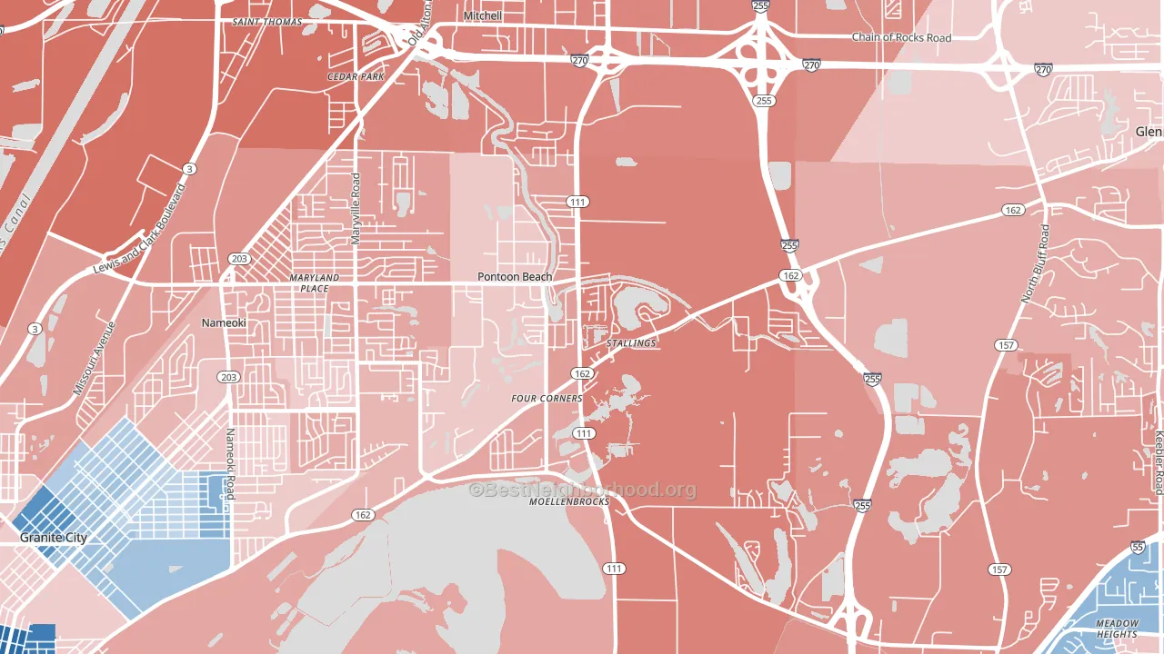 Pontoon Beach, IL block-group political-lean map