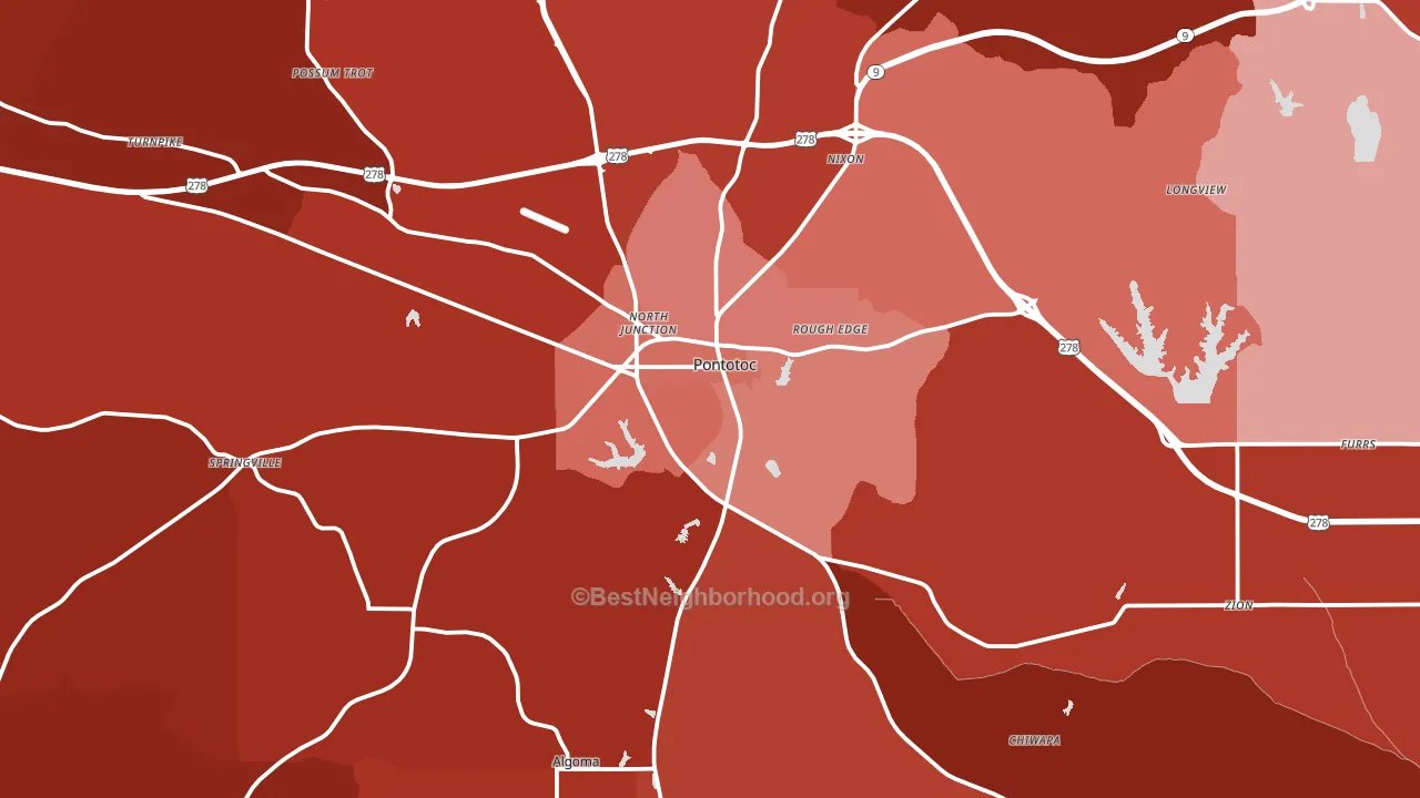 Pontotoc, MS block-group political-lean map