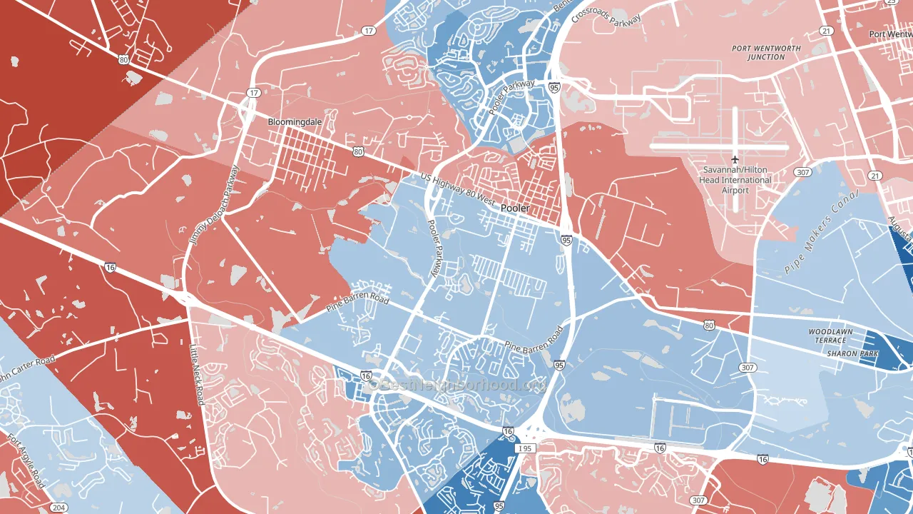 Pooler, GA block-group political-lean map