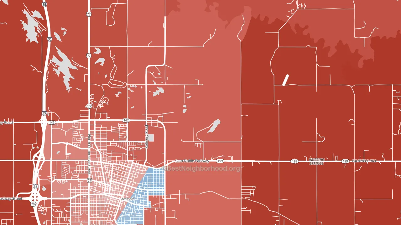 Pooleville, OK block-group political-lean map