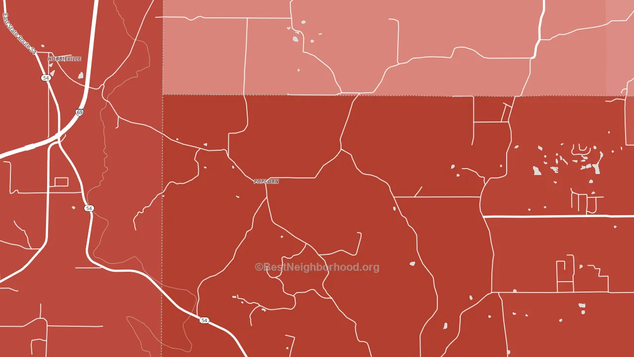 Popcorn, IN block-group political-lean map