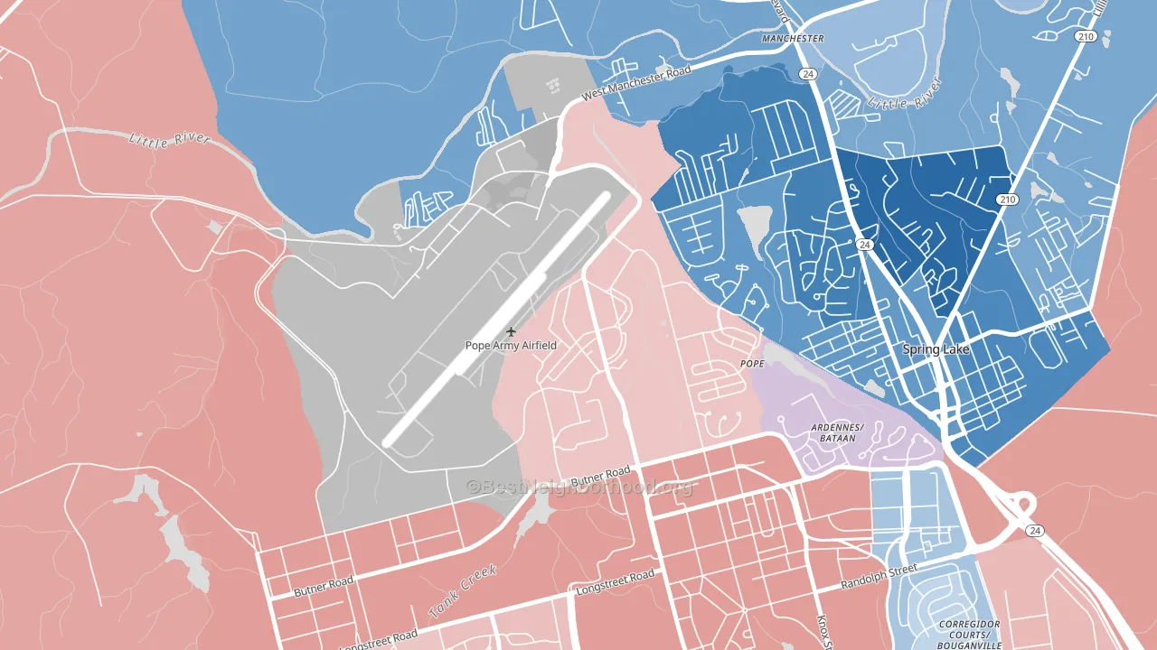 Pope Air Force Base, NC block-group political-lean map
