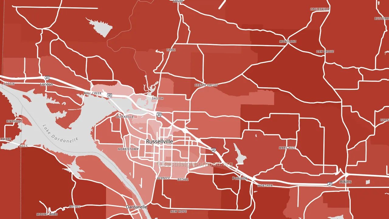 Pope County, AR block-group political-lean map