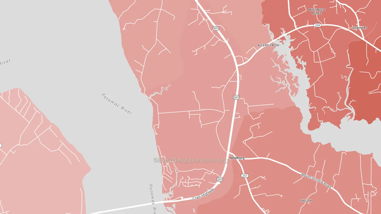 Popes Creek, MD block-group political-lean map