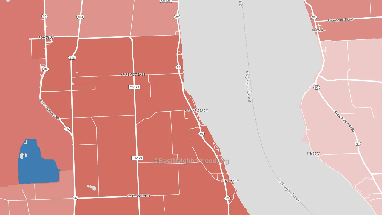 Poplar Beach, NY block-group political-lean map
