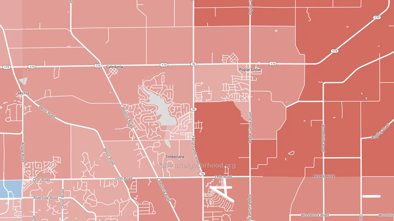 Poplar Grove, IL block-group political-lean map