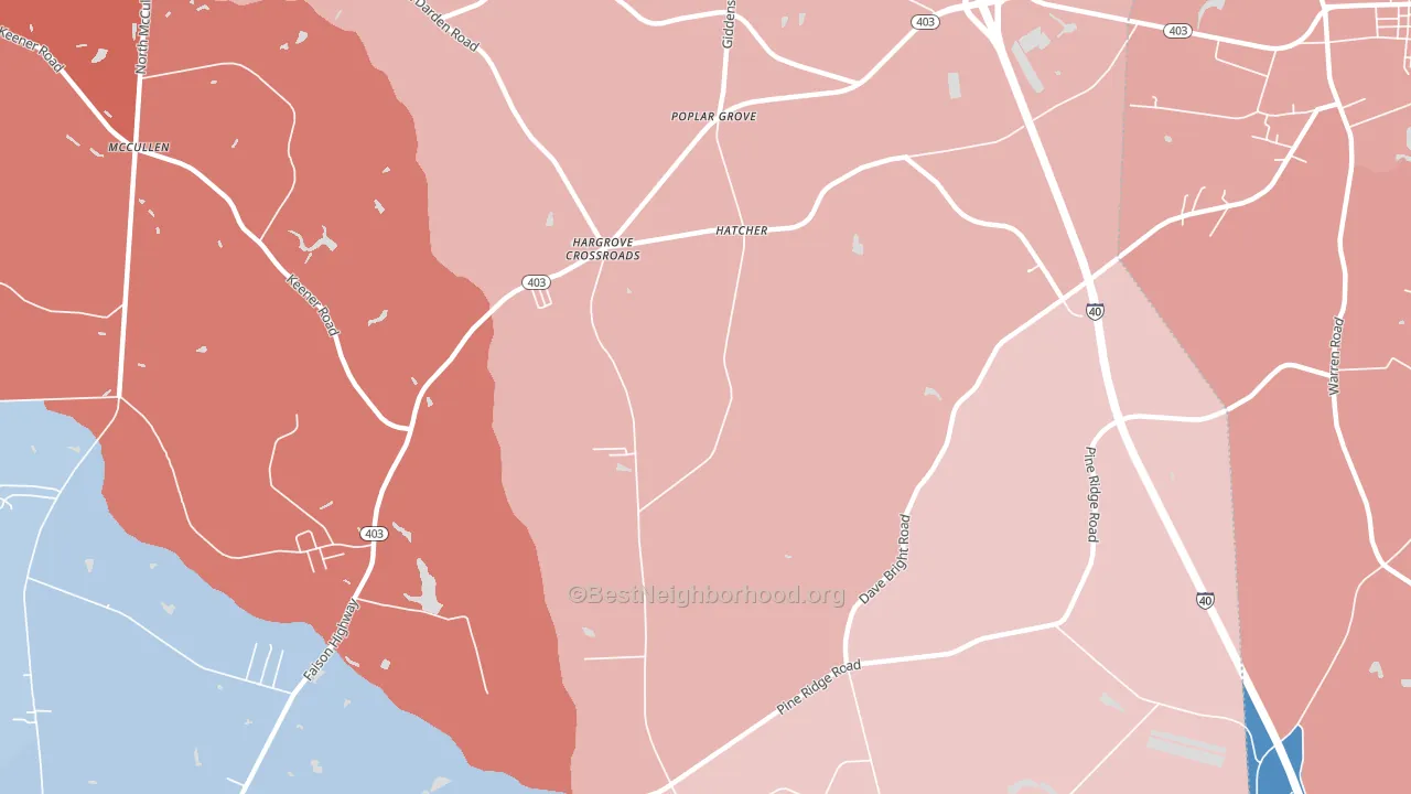 Poplar Grove, NC block-group political-lean map