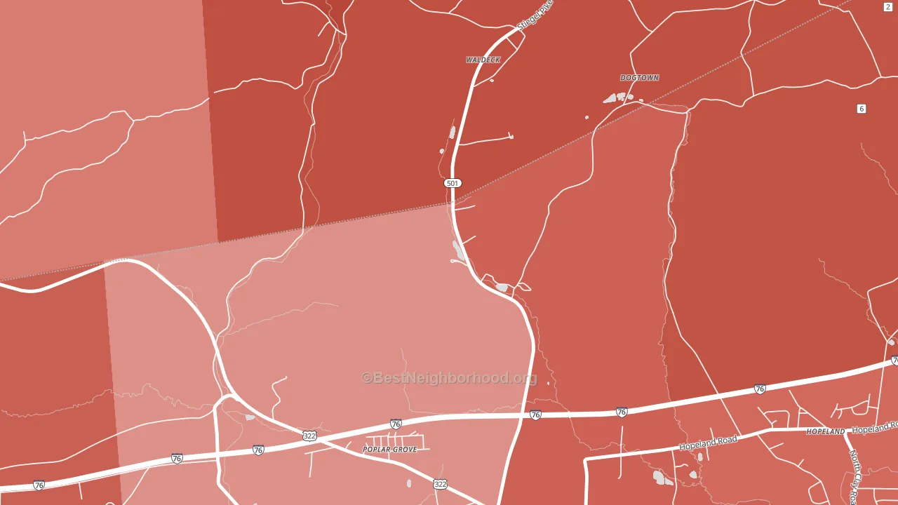 Poplar Grove, PA block-group political-lean map