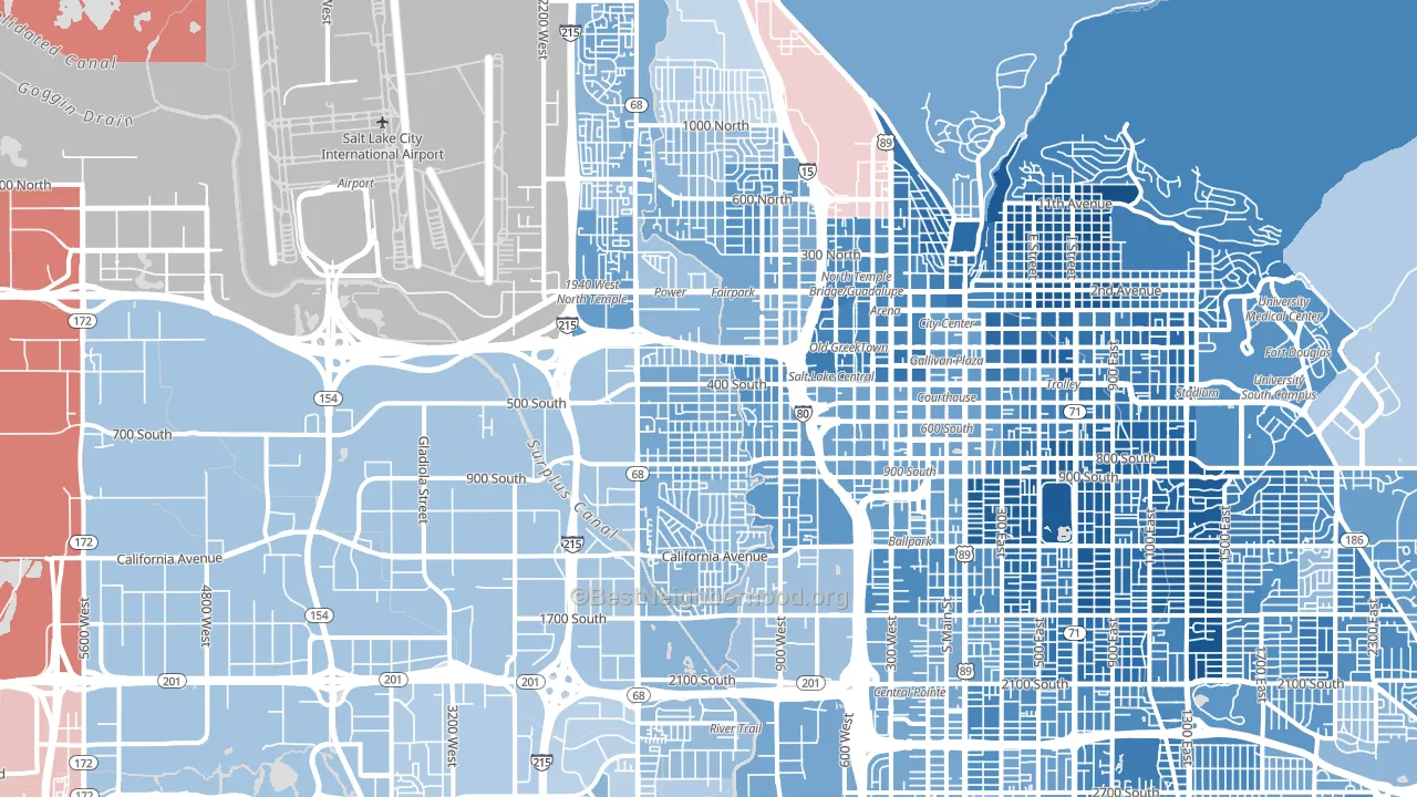 Poplar Grove, Salt Lake City, UT block-group political-lean map