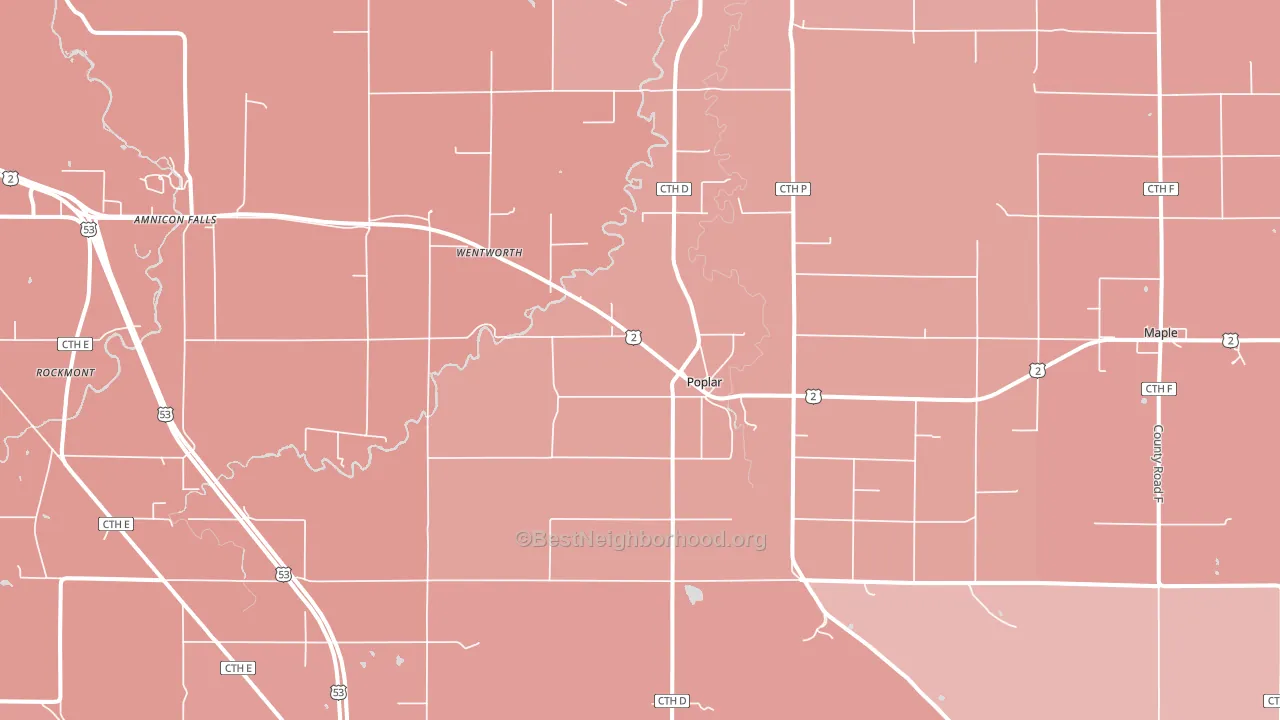 Poplar, WI block-group political-lean map