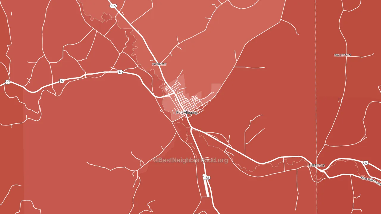 Port Allegany, PA block-group political-lean map