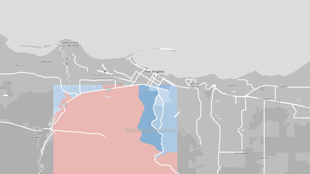 Port Angeles, WA block-group political-lean map