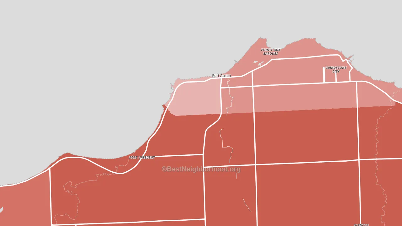 Port Austin, MI block-group political-lean map