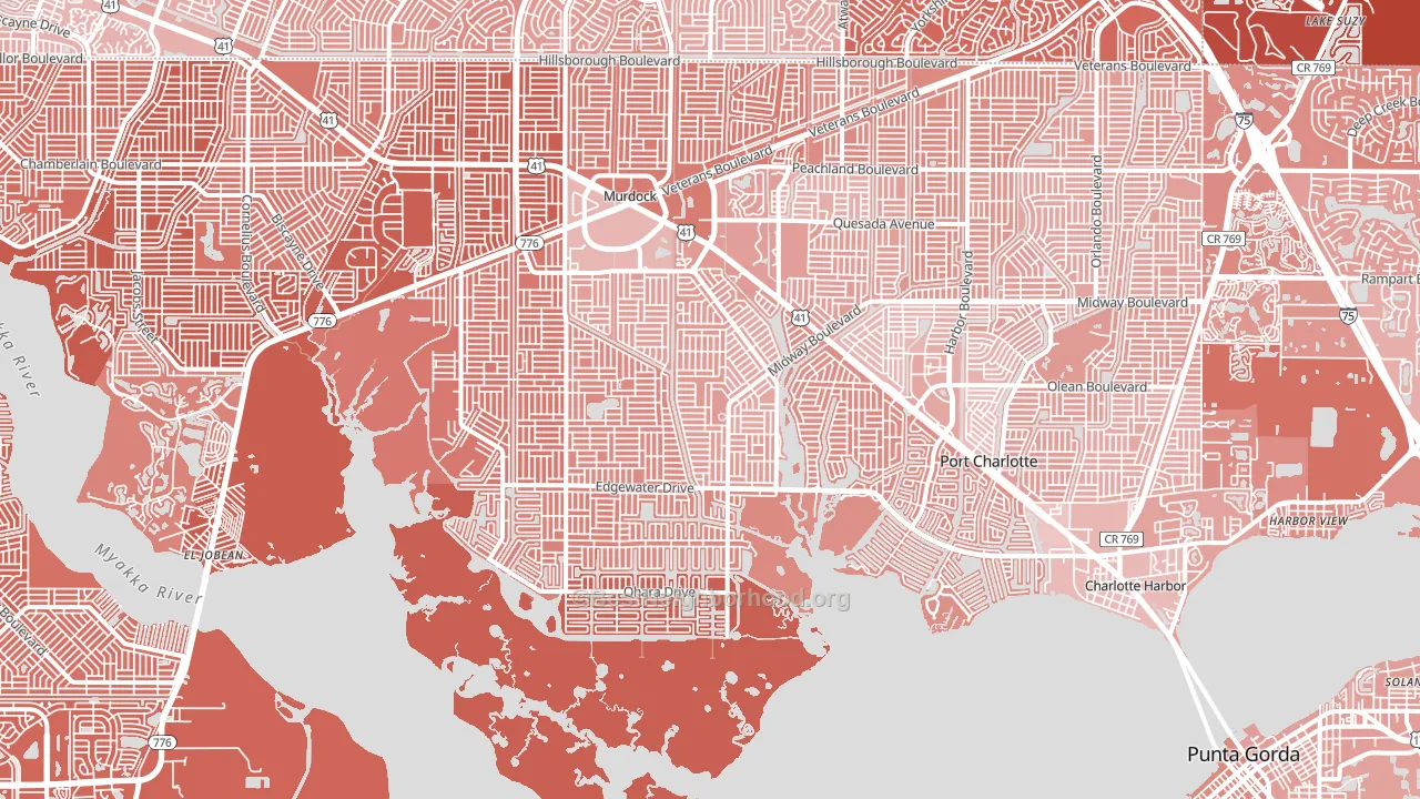 Port Charlotte, FL block-group political-lean map