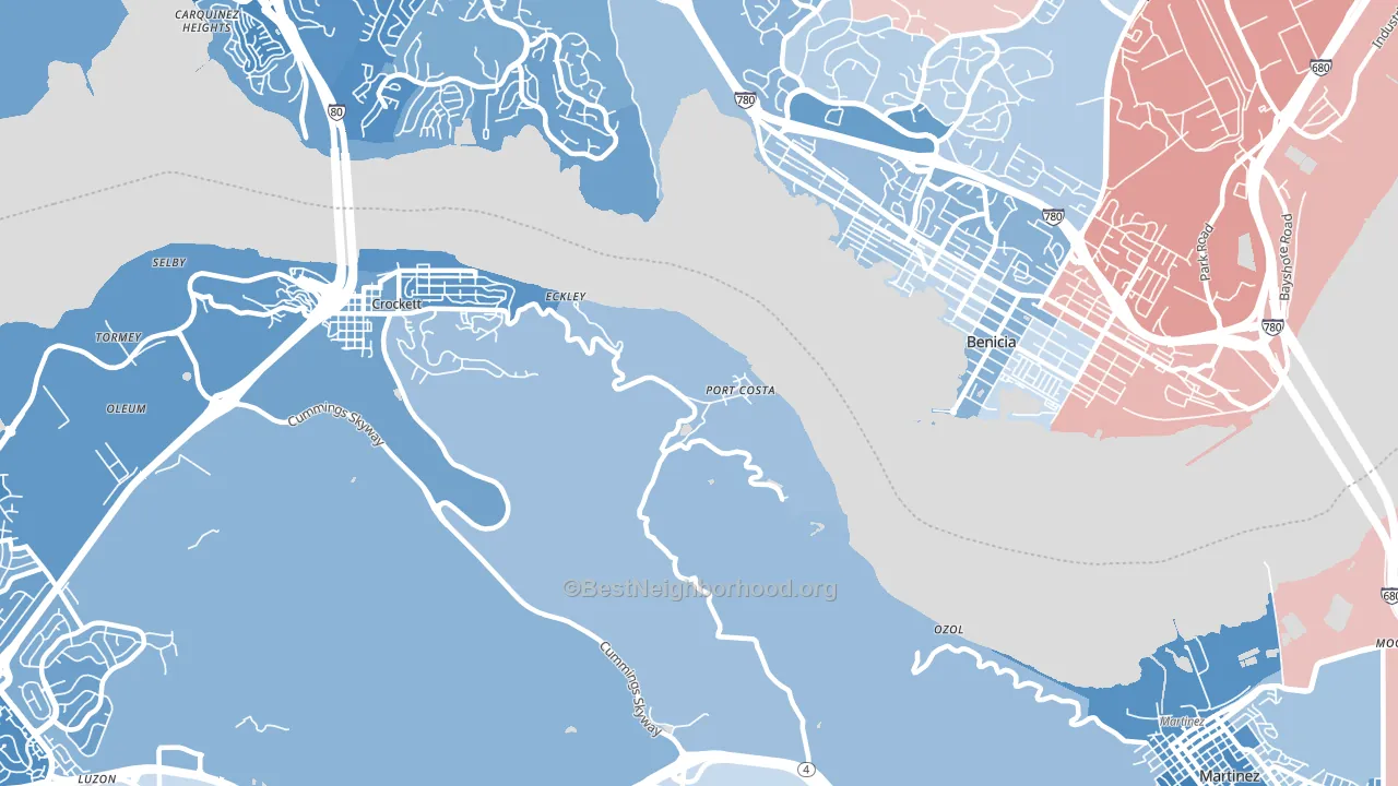 Port Costa, CA block-group political-lean map
