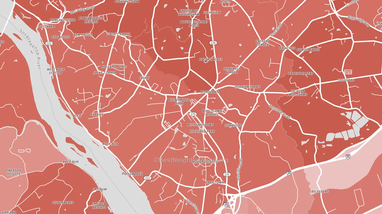 Port Deposit, MD block-group political-lean map
