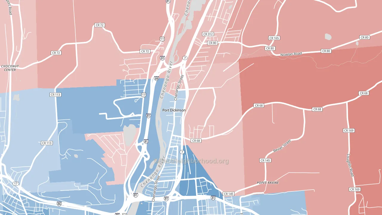 Port Dickinson, NY block-group political-lean map