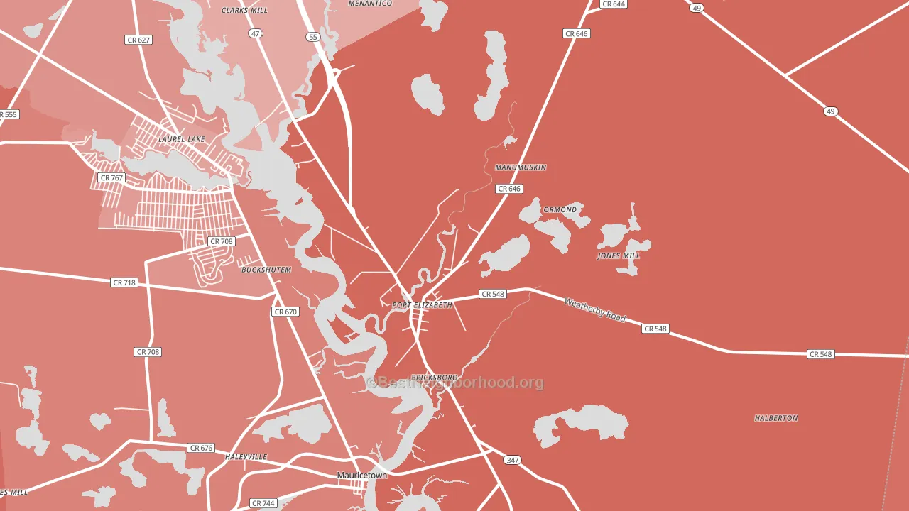 Port Elizabeth, NJ block-group political-lean map