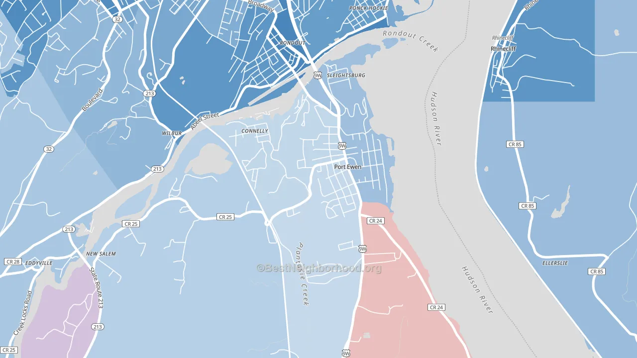 Port Ewen, NY block-group political-lean map