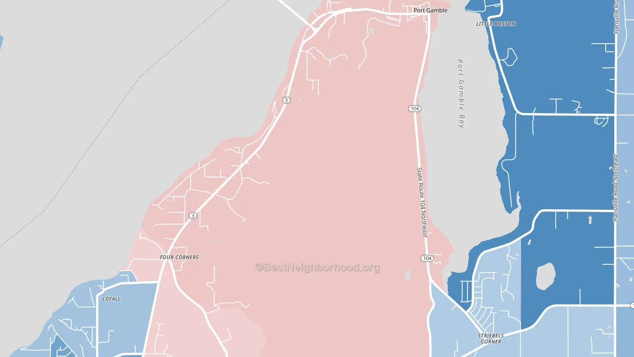 Port Gamble, WA block-group political-lean map
