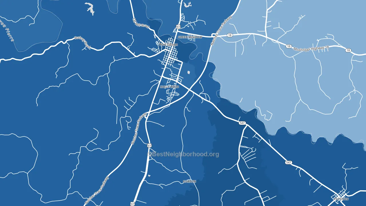 Port Gibson, MS block-group political-lean map