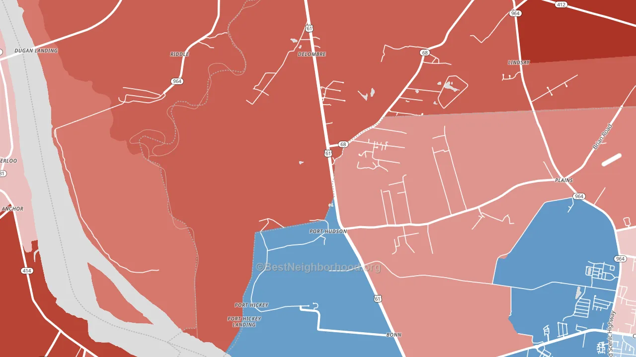Port Hudson, LA block-group political-lean map