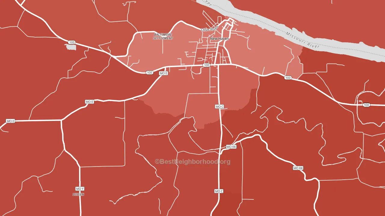Port Hudson, MO block-group political-lean map